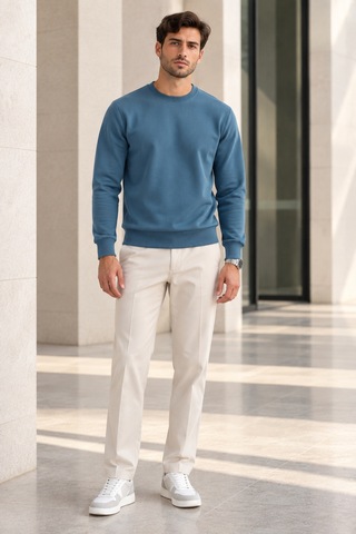 Polo State Erkek 2 Li Set Bisiklet Yaka Basic Sweatshirt Mavi & Sarı