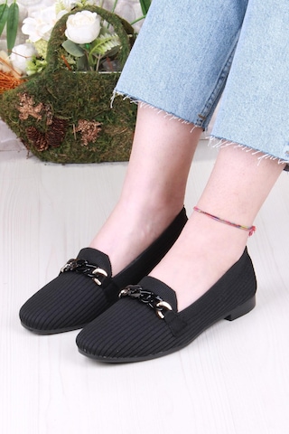 Mehmet Mete 9530 Fashion Tokalı Kadın Babet Sıyah