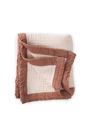 Cigit Kalın Biyeli Çift Kat Ham Battaniye 85x90 Cm Kahverengi Krem