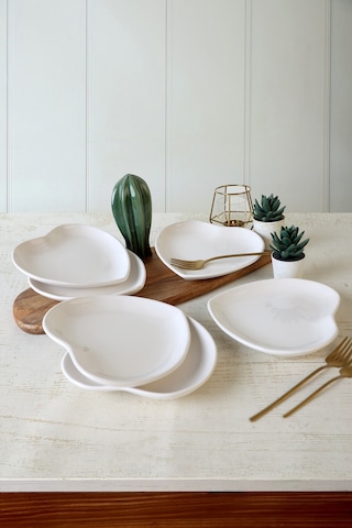 Keramika Beyaz Kalp Pasta Tabağı 20 Cm 6 Adet 006 Beyaz