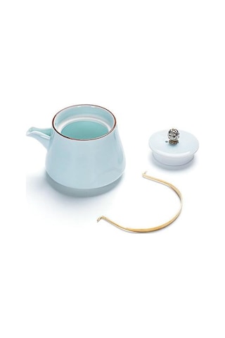 Celadon Seramik Işın Çay Potu 240 Ml, Japon Tarzı Çay Potu Pu'er Pot Ev Çay Seti Tek Çaydanlık Seramik Çiçek Çaydanlık Su Isıtıcısı Çaydanlıklar Altın - Beyaz