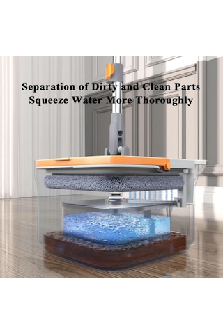 Sones Kare Döndürmeli Paspas Ve Kova 2 Paspas Pedi Ayrı Temiz Ve Kirli Su Seti Gri