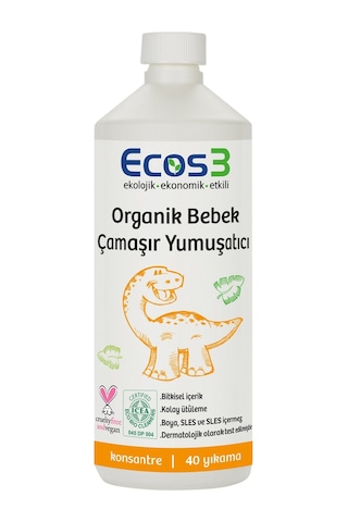 Ecos3 Organik Konsantere Bebek Çamaşır Yumuşatıcı 40 Yıkama 1 L Ecos3 Organik Konsantere Bebek Çamaşır Yumuşatıcı 40 Yıkama 1 L