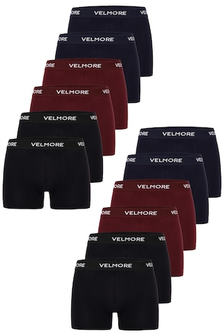 Velmore Erkek Boxer 12 Li Kutu Nefes Alan Pamuk Kumaş Sıkmayan Esnek Bel Lastikli S 5xl Siyah-bordo-lacivert