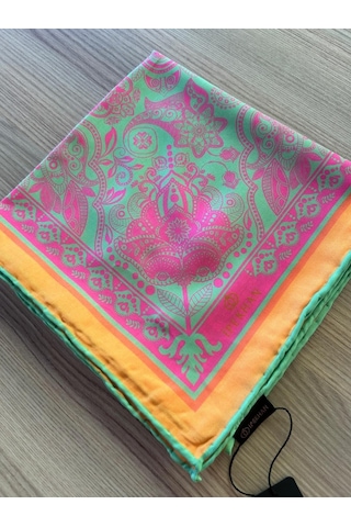 İpekhan Henna Desen Soft Eşarp Turuncu Çok Renkli
