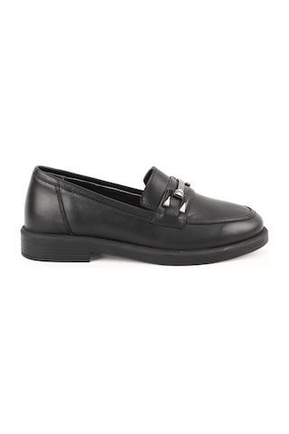 Libero Kadın Günlük Ayakkabı Hakiki Deri Siyah Metal Tokalı Klasik Düz Taban Loafer L04.702
