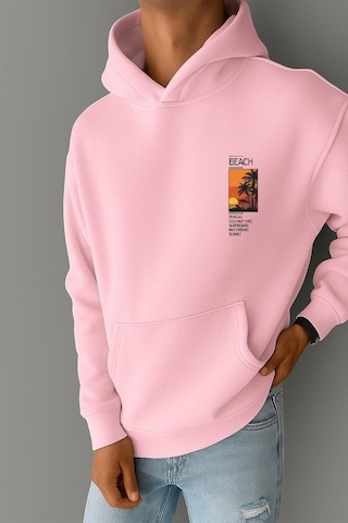 Benroma 3 İplik Penye Sunset Baskılı Sweatshırt Pembe