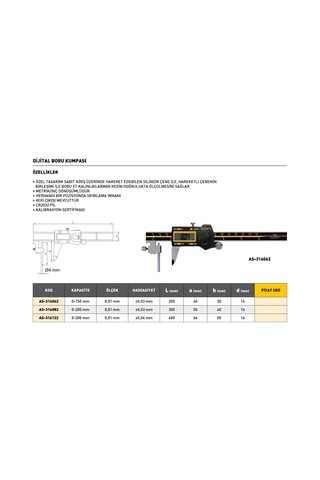 Fett 0-300mm Asimeto Dijital Boru Kumpası As-316122
