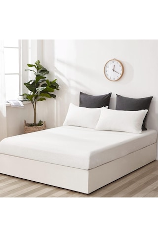 Stella Flavo %100 Pamuk Çift Kişilik Luxury Lastikli Çarşaf Seti Beyaz 180x200+30cm