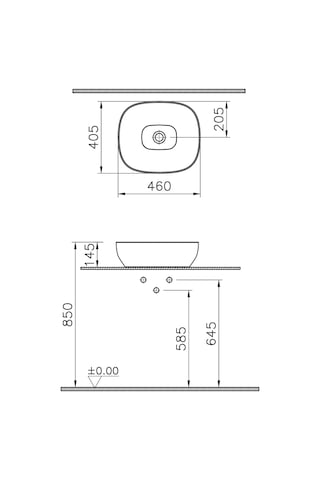 VitrA Outline 5994B476-0016 Çanak Lavabo Dikdörtgen Mat Taş Gri 45 x 40 CM