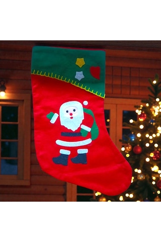 Noel Baba Çorabı Kırmızı Noel Çorabı Noel Baba Figürlü Çorap Yılbaşı Süsleri Yılbaşı Dekorları 44 Cm