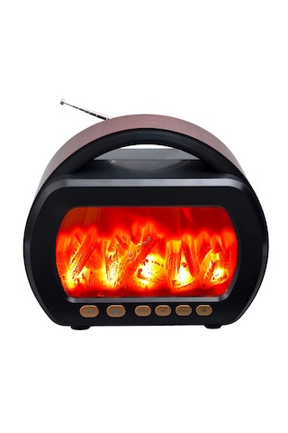 Ultratekno Fp-535 El Fenerli Büyük Boy Nostaljik Radyo Fm Ahşap Şömine Görünümlü Bluetooth Hoparlör
