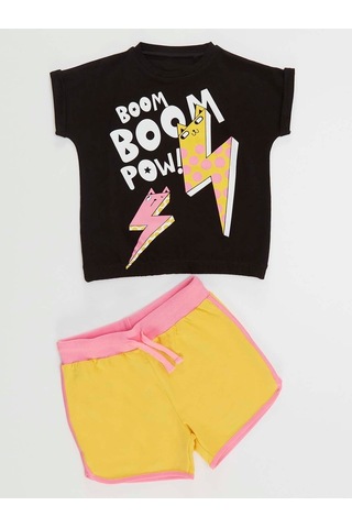 Denokids Mushi Boom Kız T-Shirt Şort Takım Çok Renkli