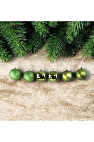 Yılbaşı Süsü 6'lı Top Yeşil 8 Cm