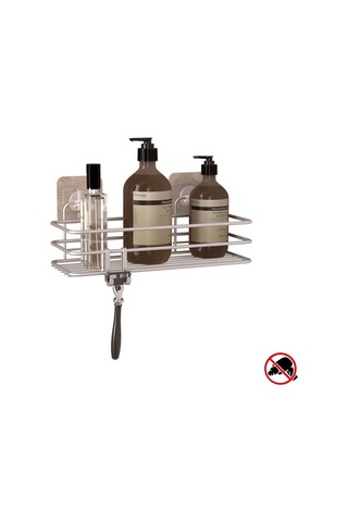 Teknotel Yapışkanlı Kancalı Banyo Rafı Silver St117H Gümüş