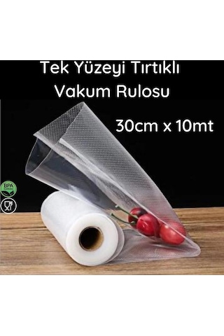 30 CM x 10 M - Tek Yüzeyi Tırtıklı Rulo Vakum Torbası