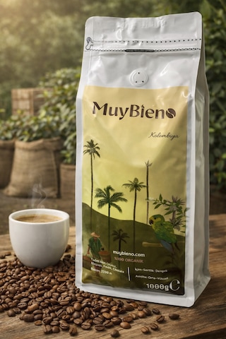Kolombiya Medellin Supremo 1000 Gr. Çekirdek Kahve %100 Arabica