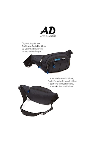 Siyah Su Geçirmez Kulaklık Çıkışlı Omuz Ve Bel Çantası Siyah