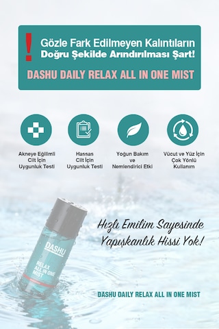 Dashu Daily Relax All İn One Mist Bha İçerikli, Akneye Eğilimli Ciltler İçin Nemlendirici Yüz Ve Vücut Misti