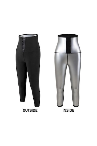 Mistirik Sauna-tayt Model  Termal Sauna Agraflı Spor Tayt SiYAH