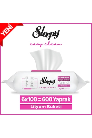 Sleepy Easy Clean Lilyum Buketi Yüzey Temizlik Havlusu&Mendili 6x100 (600 Yaprak)
