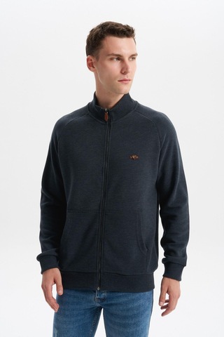 Arma Erkek Regular Fit Basic Reglan Kollu Selanik Sweatshirt Karbon Fırçalı, Dik Yaka, Tam Fermuar, Cepli, Pamuk Polyester K30324698202 Gri