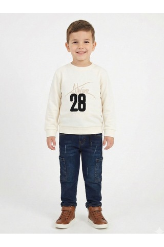 Xo Kids Erkek Çocuk 3lü Alt Üst Takım 2-5 Yaş 12202 Ekru - Lacivert