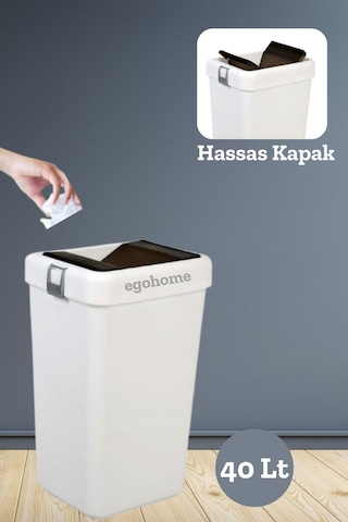 Mote Beyaz 40 Lt Çöp Kovası Hassas Kapaklı Çöp Kutusu Pratik Kapak