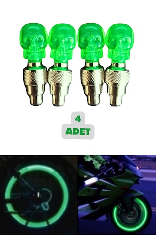 4 Adet Yeşil Renk Hareket Sensörlü Led Işıklı Sibop Kafatası