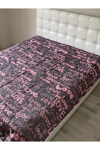 Kapitoneli Tek Kişilik Çok Amaçlı Örtü Love - 160x220 Cm