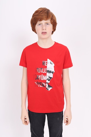Toontoy Unisex Çocuk Atatürk Baskılı Tişört Kırmızı