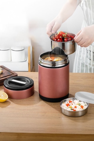 Pembe304 Çelik 1800 Ml Vakum Yemek Mama Saklama Termosu Sefertası Pembe