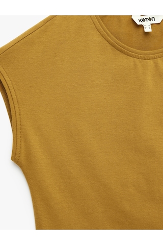 Koton Slim Fit Pamuklu Bisiklet Yaka Sıfır Kol Tişört Yeşil 6sak50456ek