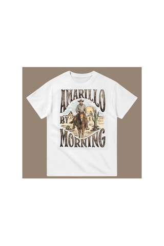 Qmen Style Unisex Basic Baskılı T-shirt Amarillo By Morning Beyaz %100 Pamuk