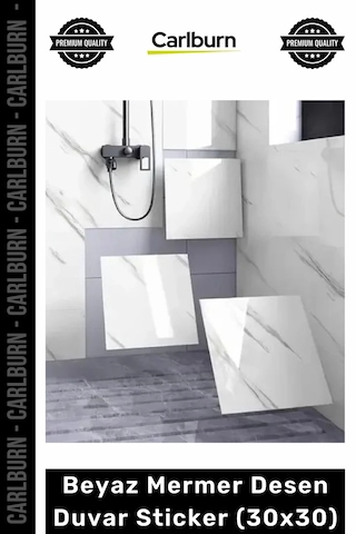 Dayanıklı Nem Su Yağ Geçirmez Mutfak Banyo Tezgah Şık Kendinden Yapışkanlı Beyaz Mermer 30x30cm Çok Renkli