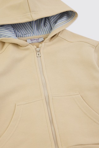 Panço Erkek Bebek Kapüşonlu Bej Sweatshirt Krem