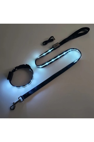 Willowhaven Yomisgo 2 Adet Usb Şarjlı Led Işıklı Evcil Hayvan Tasması Ve Tasma Seti Siyah Desen Diğer