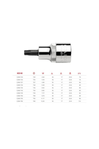 Ceta Form T50 Kısa Tip 1/2'' Torx Uçlu Lokma C28s-t50