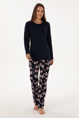 U.S. Polo Assn. Kadın Lacivert Yılbaşı Temalı Pijama Takımı 50318894-VR033