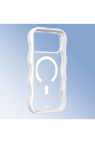 Apple Uyumlu iPhone 17 Pro Max Kılıf M-safe Şarj Özellikli Youngkit Wave Matte Serisi Kapak Beyaz Beyaz