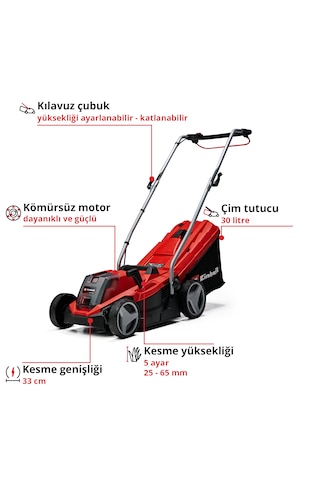 Einhell GE-CM 18/33 Li, Akülü Çim Biçme Makinesi Seti (4,0 Ah Akü ve Şarj Cihazı Dahildir)