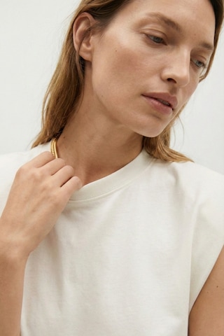 Elemge %100 Pamuk Süprem Tok Kumaş Kadın Oversize Ekru T-shirt Geniş Omuzlu Dökümlü Kolsuz Bol Kalıp