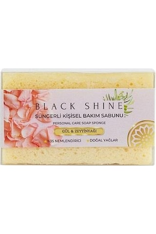 Black Shine Bs Doğal Gül Ve Zeytinyağı %35 Nemlendiricili Süngerli Sabun 100 G