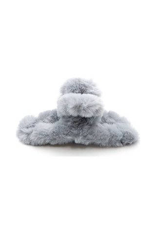 Gri Kürklü Soft Yumuşak Peluş Mandal Toka, Saç Tokası, Saç Aksesuarı Çok Renkli