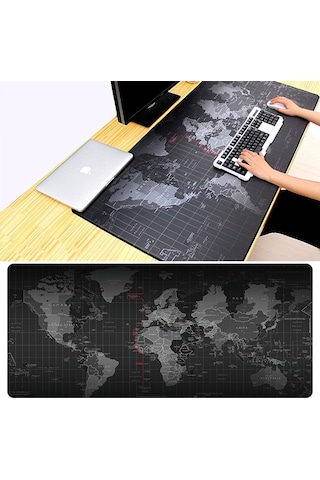 Genişletilmiş Büyük Kaymaz Dünya Haritası Desen Yumuşak Kauçuk Pürüzsüz Kumaş Yüzey Oyunu Mouse Pad Klavye Mat, Boyut: 60 X 30cm