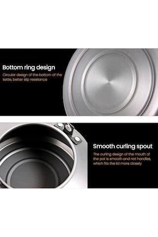 Fortunelane Dayanıklı Alüminyum Çaydanlık, 1.5l Kapasite, Gümüş Renk, Kamp Ve Doğa Yürüyüşleri İçin Gümüş