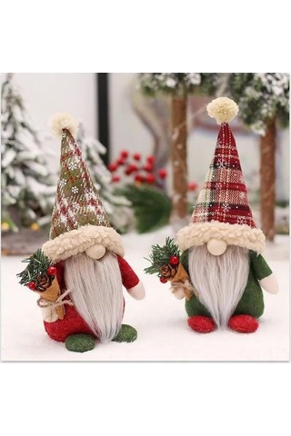 Geekyou Yeşil 24 Cm Noel Gnomu, 1 Adet, Polyester Materyal, Ev Dekorasyonu, Konfor Sağlar, Desteksiz Durabilir