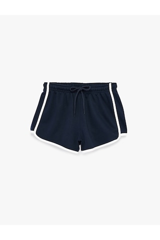 Koton Slim Fit Beli Bağcıklı Biyeli Mini Şort Lacivert 6sal40105ık