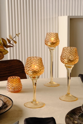 Karaca Pinecone Ayaklı Mumluk Amber 8x8x19 cm