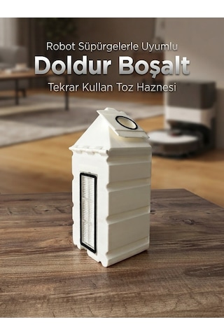 Roborock Toz Haznesi Doldur Boşalt Tekrar Kullanılabilir Robot Süpürge Toz Torbası